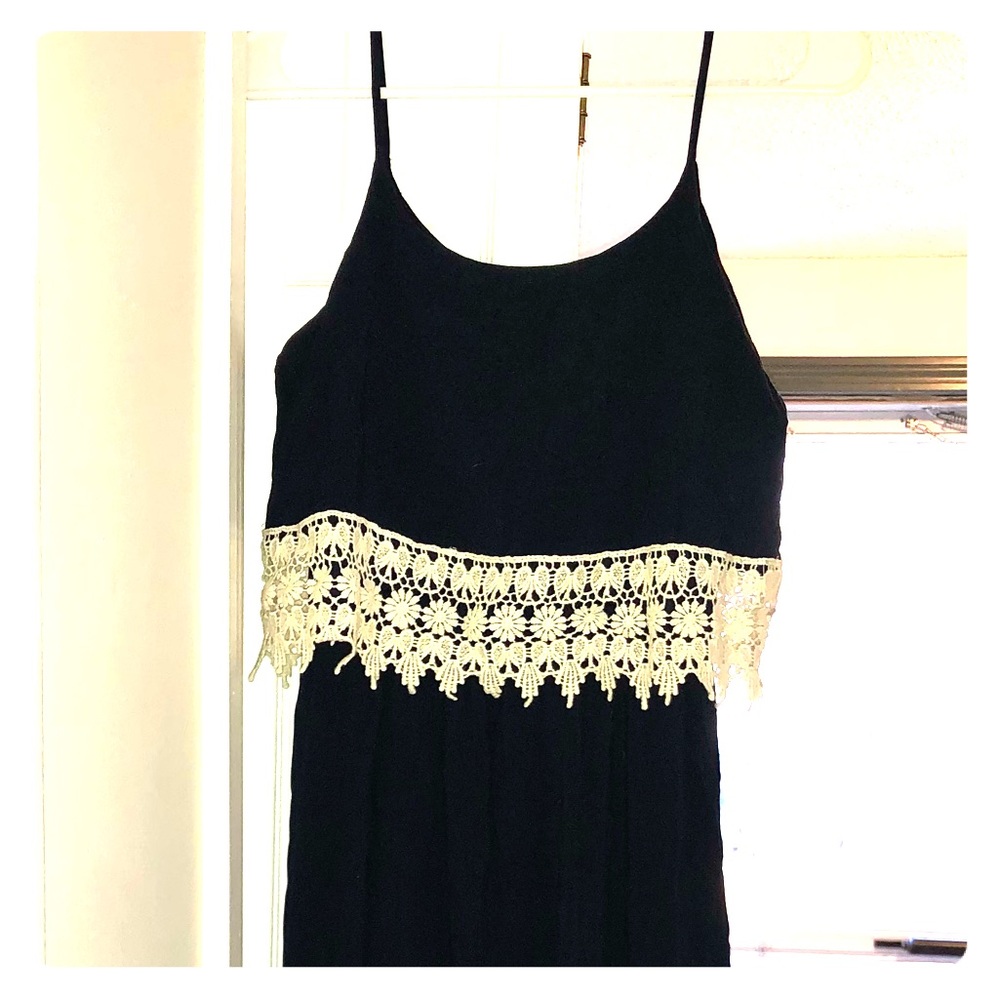 Navy blue maxi dress with crochet top